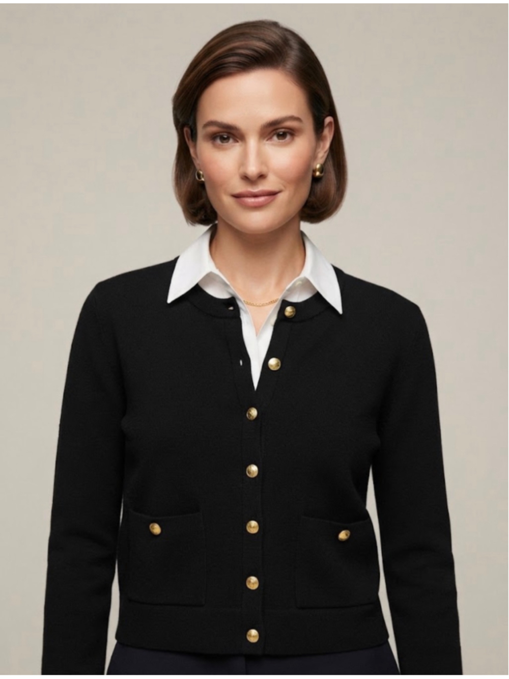 Zara Black Cardigan with Gold Buttons, Size M